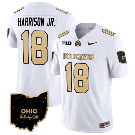 Women's Nike Marvin Harrison Jr Jersey #18 Ohio State Buckeyes College Football Stitched Special Vapor Limited White