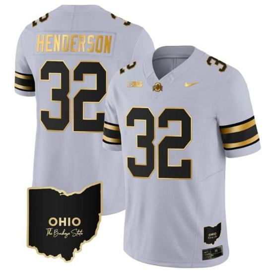 Women's Nike Treveyon Henderson Jersey #32 Ohio State Buckeyes College Football Stitched Vapor Limited Gold Ohio Patch Gray Gold