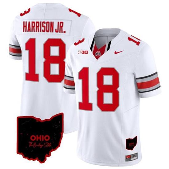 Women's Nike Marvin Harrison Jr Jersey #18 Ohio State Buckeyes College Football Stitched Special Vapor Limited Ohio Patch White