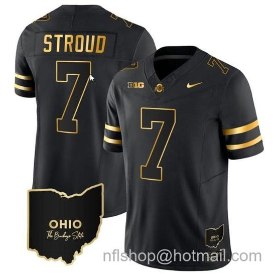 Women's Nike CJ Stroud Jersey #7 Ohio State Buckeyes College Football Stitched Vapor Limited Gold Ohio Patch Black Gold