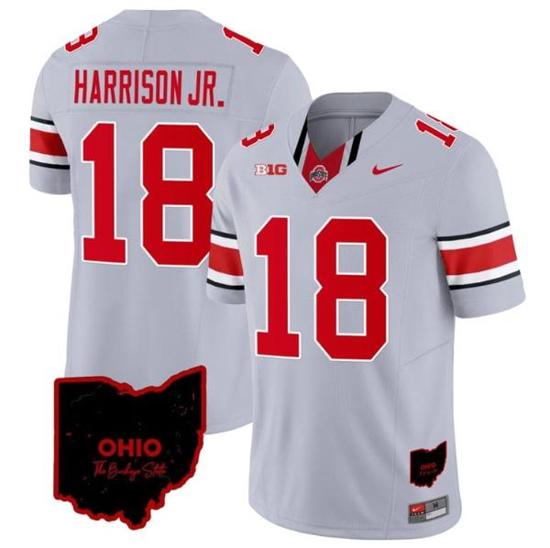 Women's Nike Marvin Harrison Jr Jersey #18 Ohio State Buckeyes College Football Stitched Special Vapor Limited Ohio Patch Gray