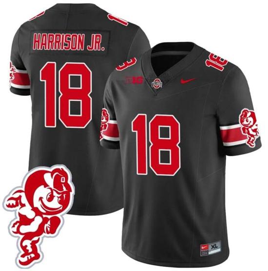 Women's Nike Marvin Harrison Jr Jersey #18 Ohio State Buckeyes Football 2023 Stitched Brutus Buckeye Patch Black