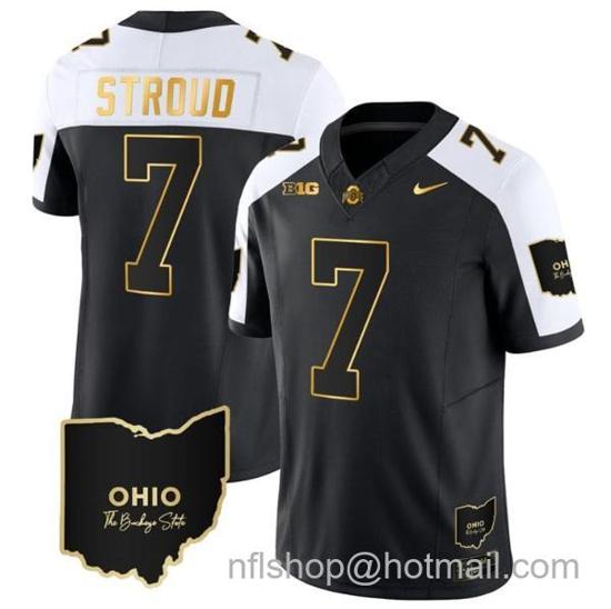 Women's Nike CJ Stroud Jersey #7 Ohio State Buckeyes College Football Stitched Vapor Limited Gold Ohio Patch Alternate