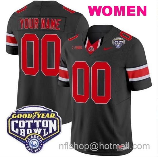 Women's Nike Custom Ohio State Buckeyes Jersey Name and Number Cotton Bowl Patch Vapor Football Black