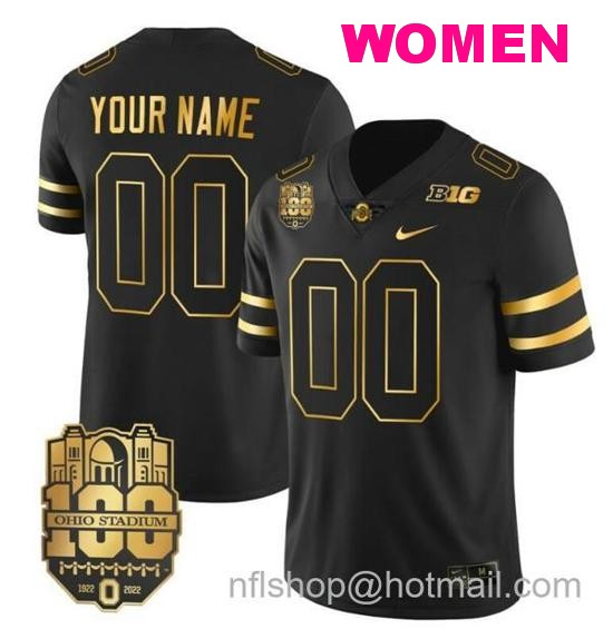 Women's Nike Custom Ohio State Buckeyes Jersey Name and Number College Football Stitched Black Gold