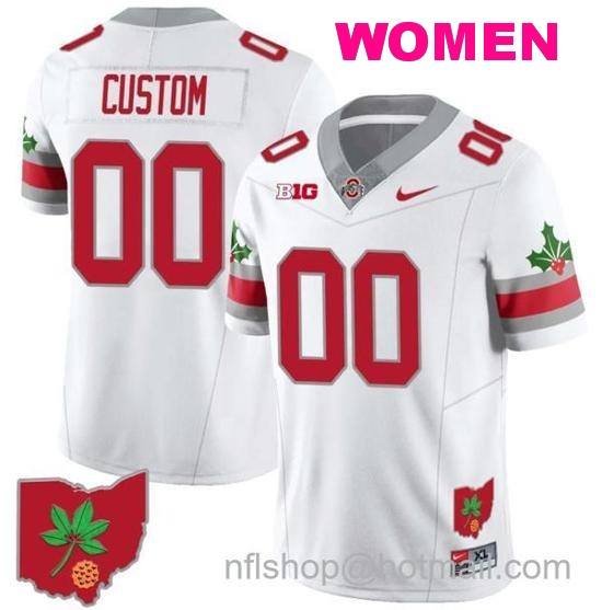 Women's Nike Custom Ohio State Buckeyes Jersey Name and Number Football Stitched Ohio Map Style 2 White