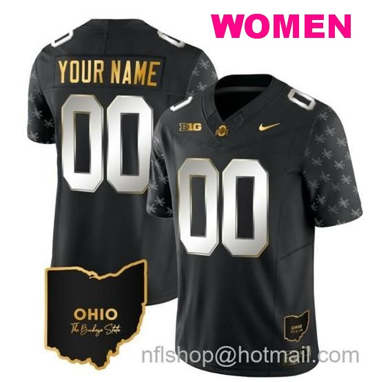 Women's Nike Custom Ohio State Buckeyes Jersey Name and Number College Football Stitched Alternate Gold Black Limited