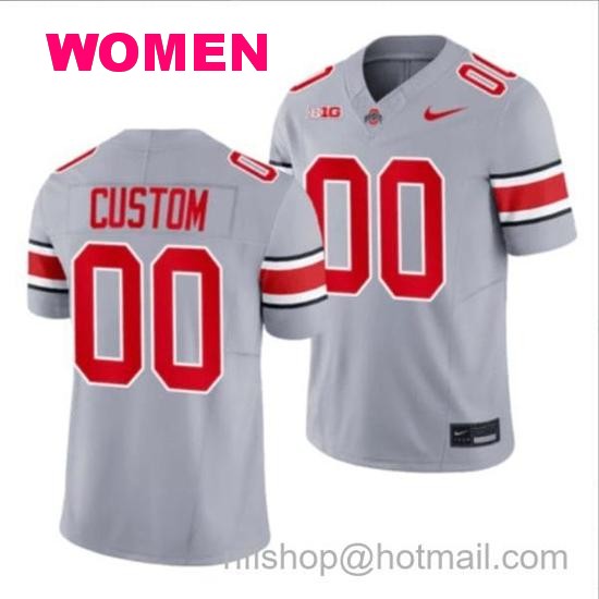 Women's Nike Custom Ohio State Buckeyes Jersey Name and Number College Football Stitched Gray