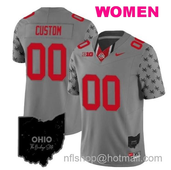 Women's Nike Custom Ohio State Buckeyes Jersey Name and Number College Football Stitched Alternate Gray