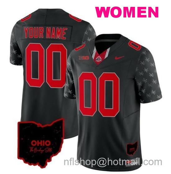 Women's Nike Custom Ohio State Buckeyes Jersey Name and Number College Football Stitched Alternate Black Limited