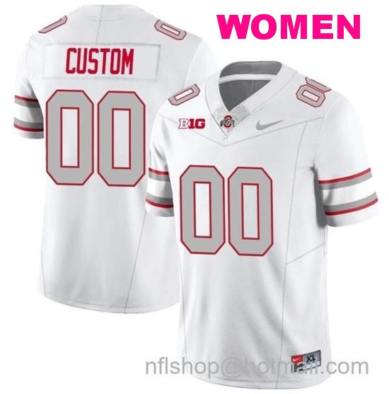 Women's Nike Custom Ohio State Buckeyes Jersey Name and Number Football Stitched Style 1 White