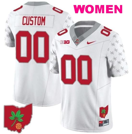 Women's Nike Custom Ohio State Jersey Name and Number Football Stitched Ohio Map Style 2 White Special