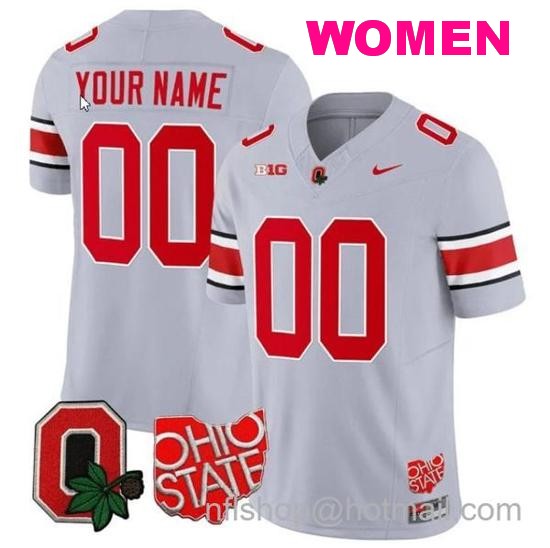 Women's Nike Custom Ohio State Buckeyes Jersey Name and Number College Football Stitched Logo Patch Gray