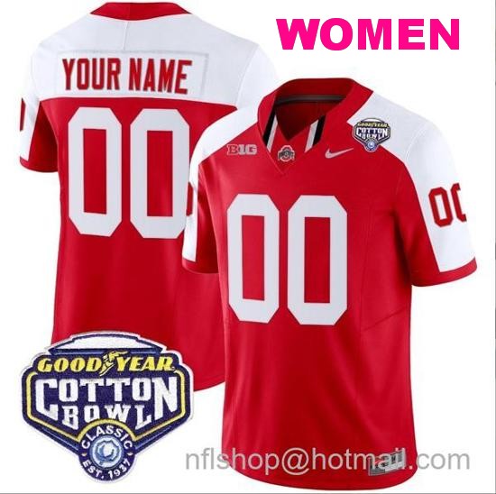 Women's Nike Custom Ohio State Buckeyes Jersey Name and Number Cotton Bowl Patch Vapor Football Red Alternate