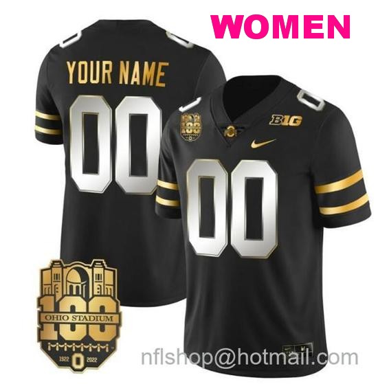 Women's Nike Custom Ohio State Buckeyes Jersey Name and Number College Football Stitched Black Limited