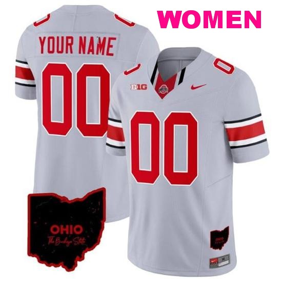 Women's Nike Custom Ohio State Buckeyes Jersey Name and Number Vapor Limited College Football Stitched Ohio Patch Gray