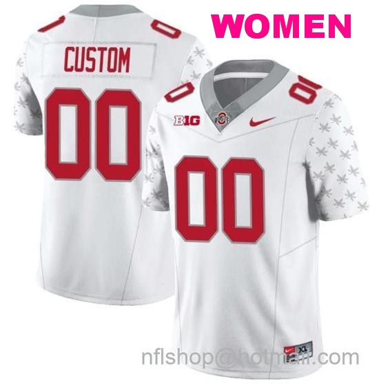 Women's Nike Custom Ohio State Buckeyes Jersey Name and Number Football Stitched Style 2 White Special