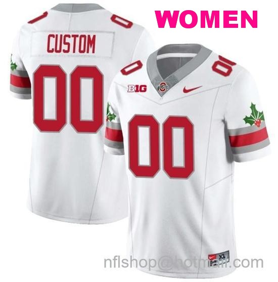 Women's Nike Custom Ohio State Buckeyes Jersey Name and Number Football Stitched Style 2 White