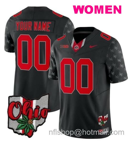 Women's Nike Custom Ohio State Buckeyes Jersey Name and Number College Football 2023 Stitched Alternate Black Limited