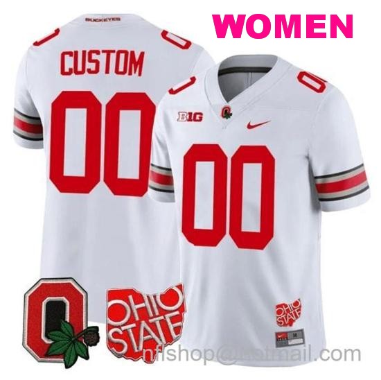 Women's Nike Custom Ohio State Buckeyes Jersey Name and Number College Football Stitched Logo Patch White