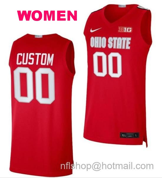 Women's Nike Custom Ohio State Buckeyes Jersey Name and Number College Basketball BIG Red