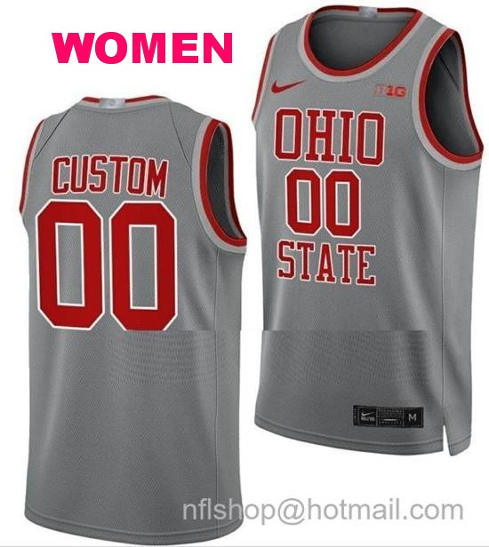 Women's Nike Custom Ohio State Buckeyes Jersey Name and Number College Basketball Gray