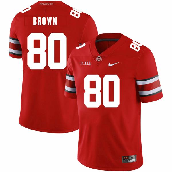 Nike Men's Ohio State Buckeyes #80 Noah Brown Football Jersey Red