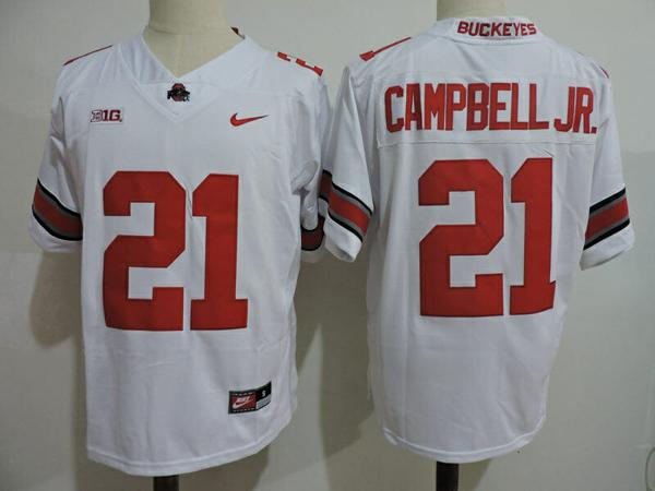 Nike Men's Ohio State Buckeyes #21 Campbell Jr College Football Jersey White