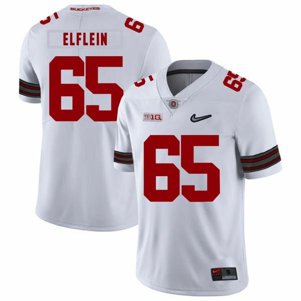 Nike Men's Ohio State Buckeyes #65 Pat Elflein Football Jersey Diamond White