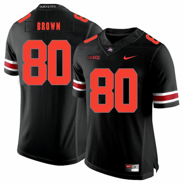 Nike Men's Ohio State Buckeyes #80 Noah Brown Football Jersey Black Shadow