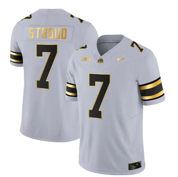 Nike Men's Ohio State Buckeyes CJ Stroud Jersey #7 College Football Stitched Gray Gold