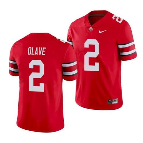 Nike Men's Ohio State Buckeyes #2 Chris Olave Jersey College Football Jersey Red Stitched