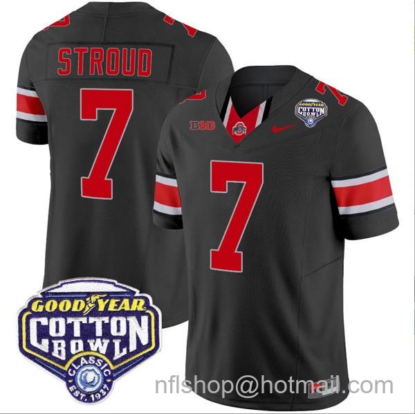 Nike Men's CJ Stroud Jersey #7 Ohio State Buckeyes Cotton Bowl Patch Vapor Football Black