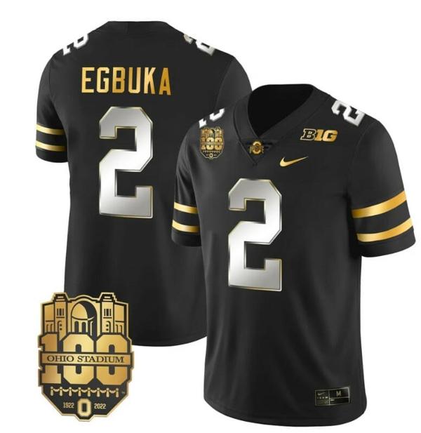 Nike Men's Ohio State Buckeyes Emeka Egbuka Jersey #2 College Football Stitched Black Limited