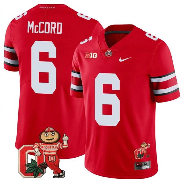 Nike Men's Kyle Mccord Jersey #6 Ohio State Buckeyes Mascot Patch College Football Scarlet