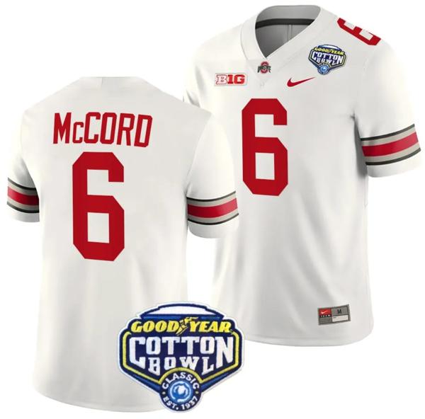 Nike Men's Kyle McCord Jersey #6 Ohio State Buckeyes Cotton Bowl Patch 2023 Football White