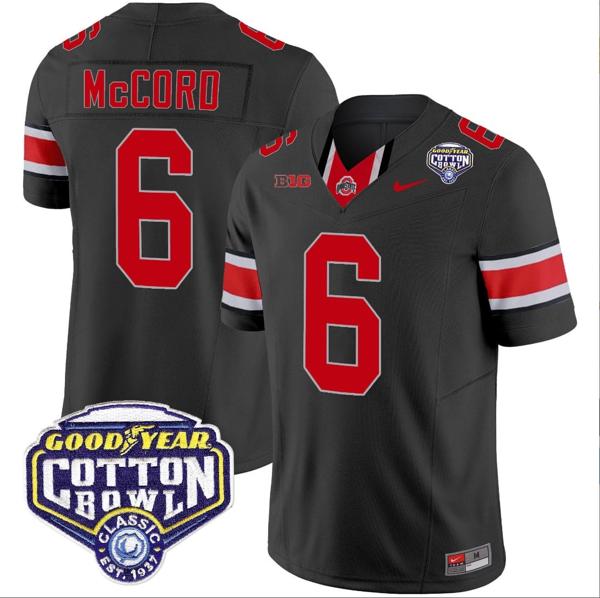 Nike Men's Kyle Mccord Jersey #6 Ohio State Buckeyes Cotton Bowl Patch Vapor Football Black