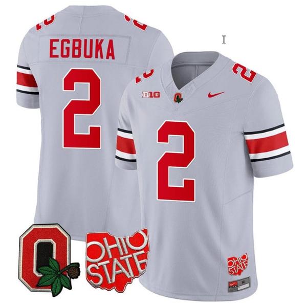 Nike Men's Emeka Egbuka Jersey #2 Ohio State Buckeyes College Football Stitched Logo Patch Gray