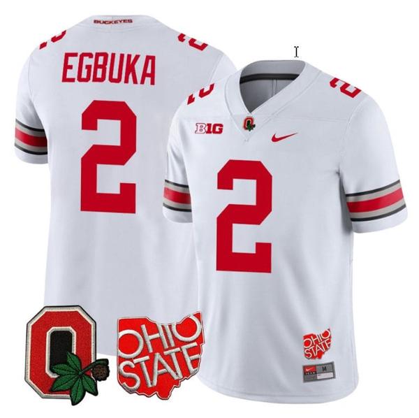 Nike Men's Emeka Egbuka Jersey #2 Ohio State Buckeyes College Football Stitched Logo Patch White