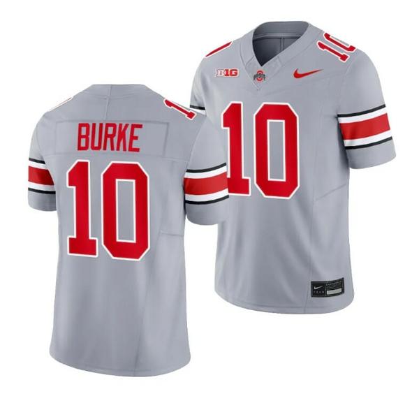 Nike Men's Denzel Burke Jersey Ohio State Buckeyes #10 2023 Alternate Gray Limited Football