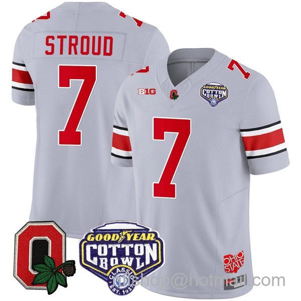 Nike Men's CJ Stroud Jersey #7 Ohio State Buckeyes Good Year Cotton Bowl Patch Football Gray