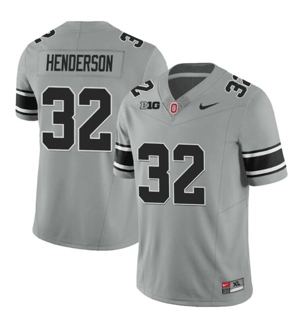 Nike Men's Ohio State Buckeyes Treveyon Henderson Jersey #32 College Football Stitched Black Gray