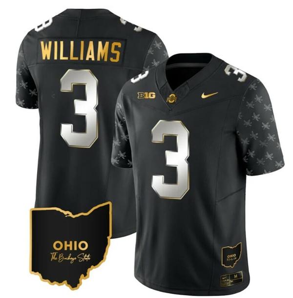 Nike Men's Ohio State Buckeyes Miyan Williams Jersey #3 College Football Stitched Alternate Black Limited