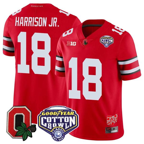 Nike Men's Marvin Harrison Jr Jersey #18 Ohio State Buckeyes Good Year Cotton Bowl Patch Football Scarlet