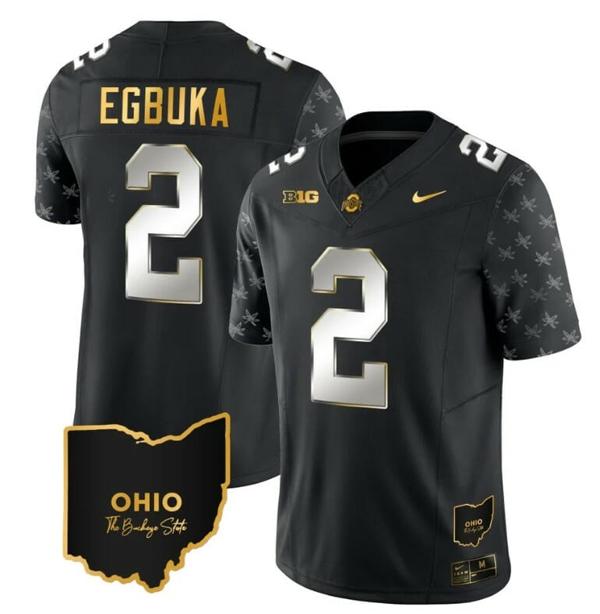 Nike Men's Ohio State Buckeyes Emeka Egbuka Jersey #2 College Football Stitched Alternate Black Limited