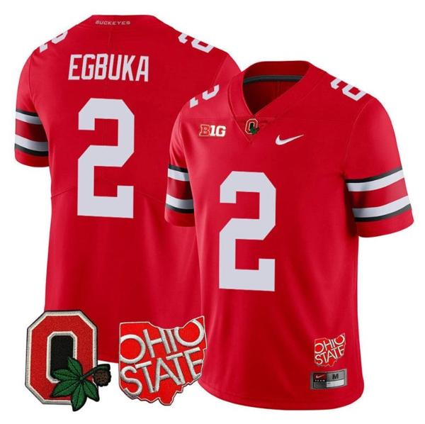 Nike Men's Emeka Egbuka Jersey #2 Ohio State Buckeyes College Football Stitched Logo Patch Scarlet