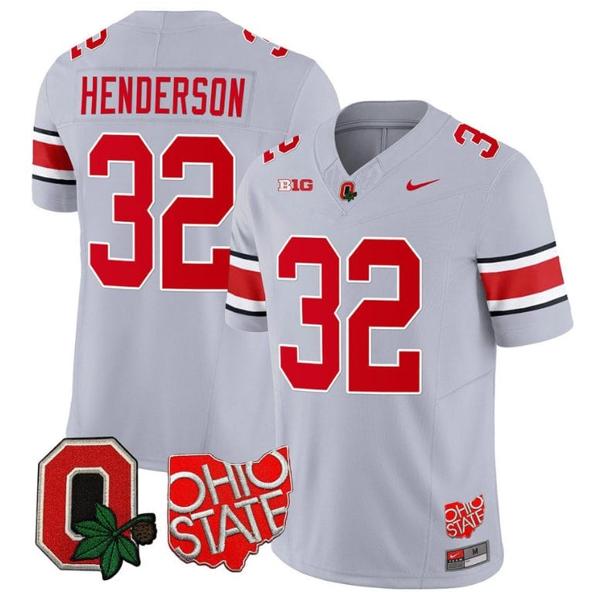 Nike Men's Treveyon Henderson Jersey #32 Ohio State Buckeyes College Football Stitched Logo Patch Gray