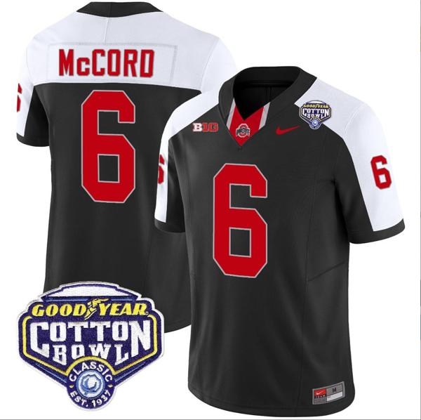 Nike Men's Kyle Mccord Jersey #6 Ohio State Buckeyes Cotton Bowl Patch Vapor Football Black Alternate