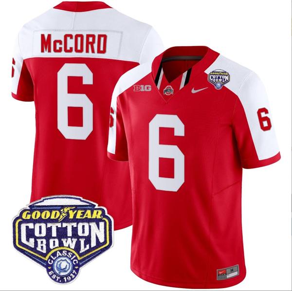 Nike Men's Kyle Mccord Jersey #6 Ohio State Buckeyes Cotton Bowl Patch Vapor Football Red Alternate