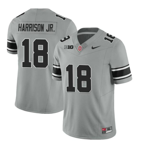 Nike Men's Ohio State Buckeyes Marvin Harrison Jr Jersey #18 College Football Stitched Black Gray